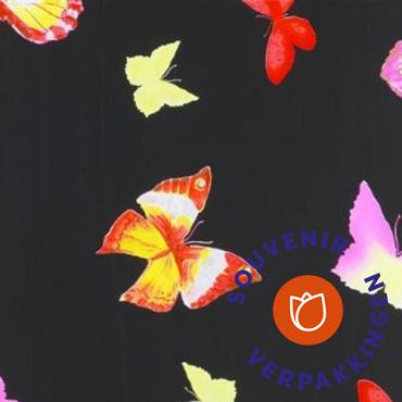 Cadeaupapier Vlinder Zwart/Roze 50 cm