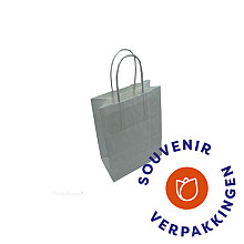 Papieren koordtas 14 x 8 x 21cm, ZILVER